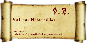Velics Nikoletta névjegykártya